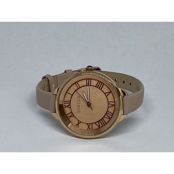 Bertha Women's Tan Leather Analog Rose Gold Dial Quartz Genuine Watch WK17 - Picture 7 of 12